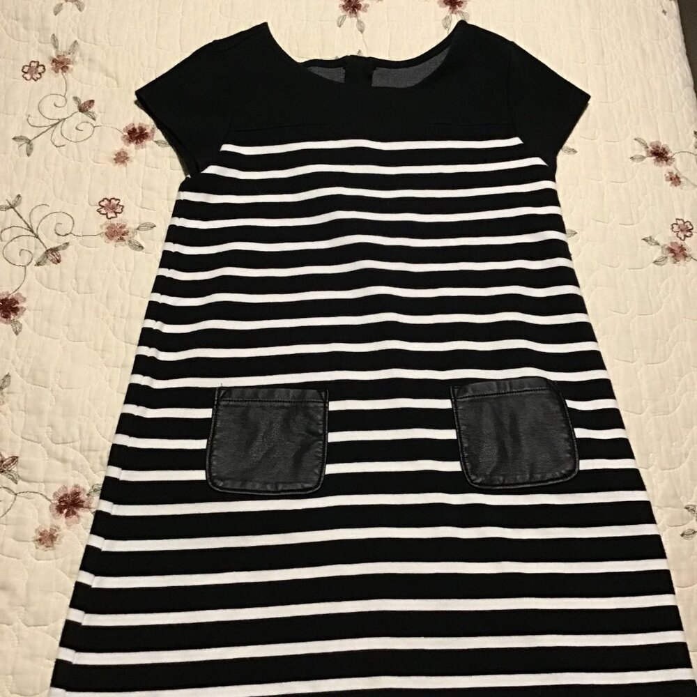 Girl's Size 8 Black and White Striped Dress by Gymboree